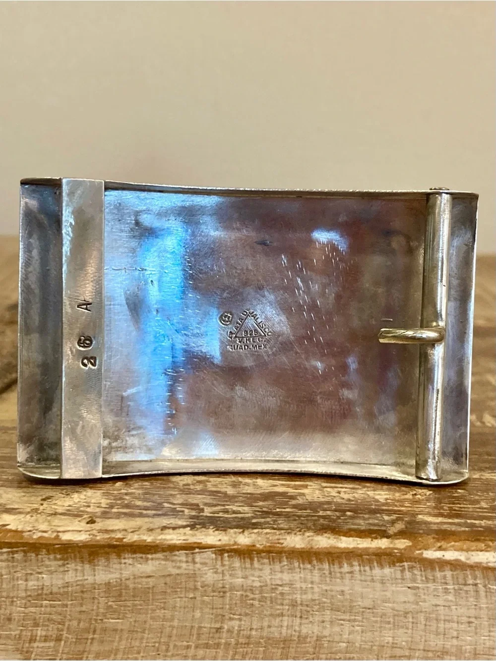 Men’s Sterling Silver Belt Buckle Plata De Jalisco VHLC 925 Blue Inlay
